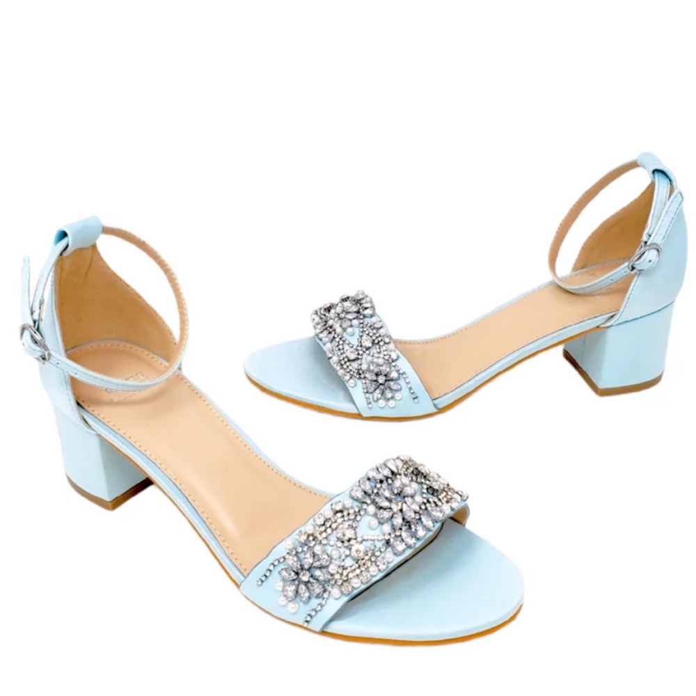 Chic Light Blue Embellished Women's Heels